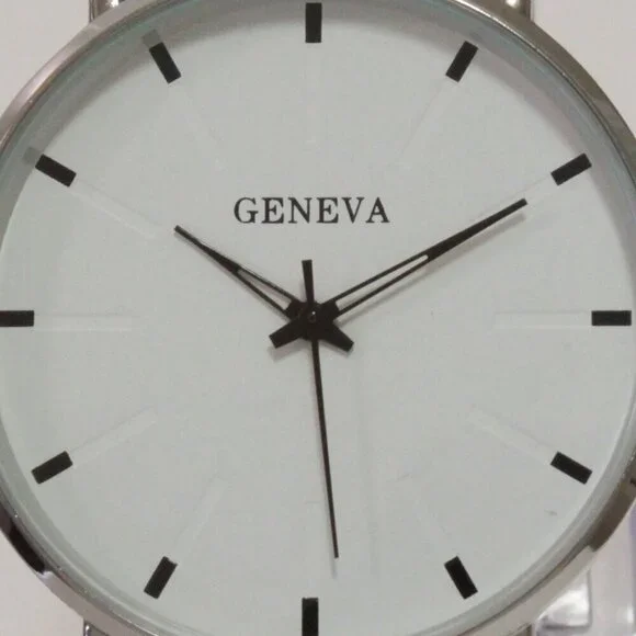 Men's Minimalist Fashion Watch Silver Case White Dial Navy Blue Strap 40mm - Picture 13 of 13